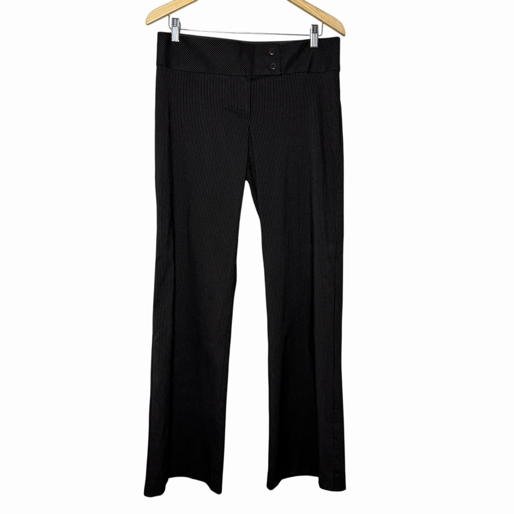 Laundry by Shelli Segal Womens Pinstripe Dress Pants Size 8 Black Y2K Officecore